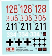 RyeField Model RM-5019 1/35 Sd.Kfz.171 Pz.Kpfw.V Ausf.G Panther decals only