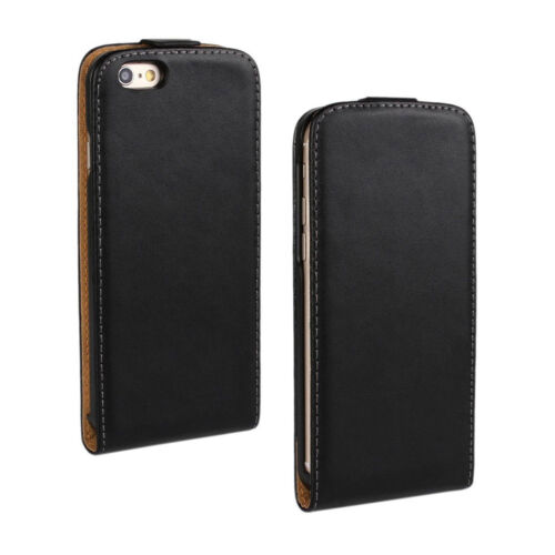 UK Black Luxury Genuine Real Leather Flip Case Cover for iPhone 7+PLUS / 8+PLUS - Afbeelding 1 van 7