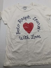 Polo Ralph Lauren Embroidered White T Shirt With Love Kids Large 12 To 14 Youth
