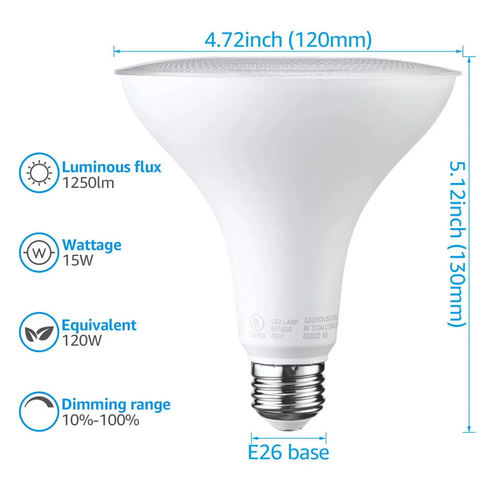 6-Pack 15W Dimmable PAR38 LED Bulb , 4000K Cool White - Image 2 of 4