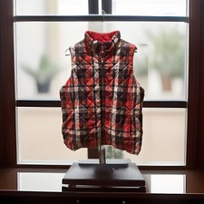 Jones New York Sport Vintage Red Vest Jacket Reversible Plaid Womens Large