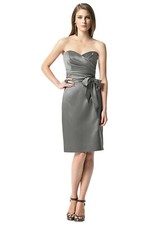 Dessy 2841....Strapless, Cocktail length, Satin dress...Gray...Size 4....NWT