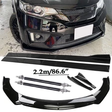 Front Bumper Lip Spoiler Side Skirts Rear Lip Glossy Black For Honda Fit 2006-20