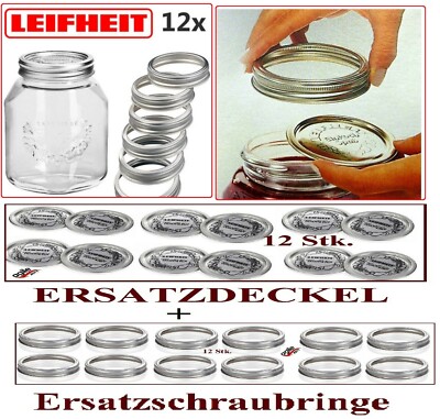 ERSATZDECKEL oder Ersatzschraubringe EDELSTAHL LEIFHEIT Deckel Einmachglas 12 St