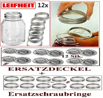 ERSATZDECKEL oder Ersatzschraubringe EDELSTAHL LEIFHEIT Deckel Einmachglas 12 St - Bild 1 von 3