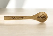 Cuchara de miel de madera hecha a mano de 13 cm, cuchara de miel de abeja grabada con láser agitador de miel