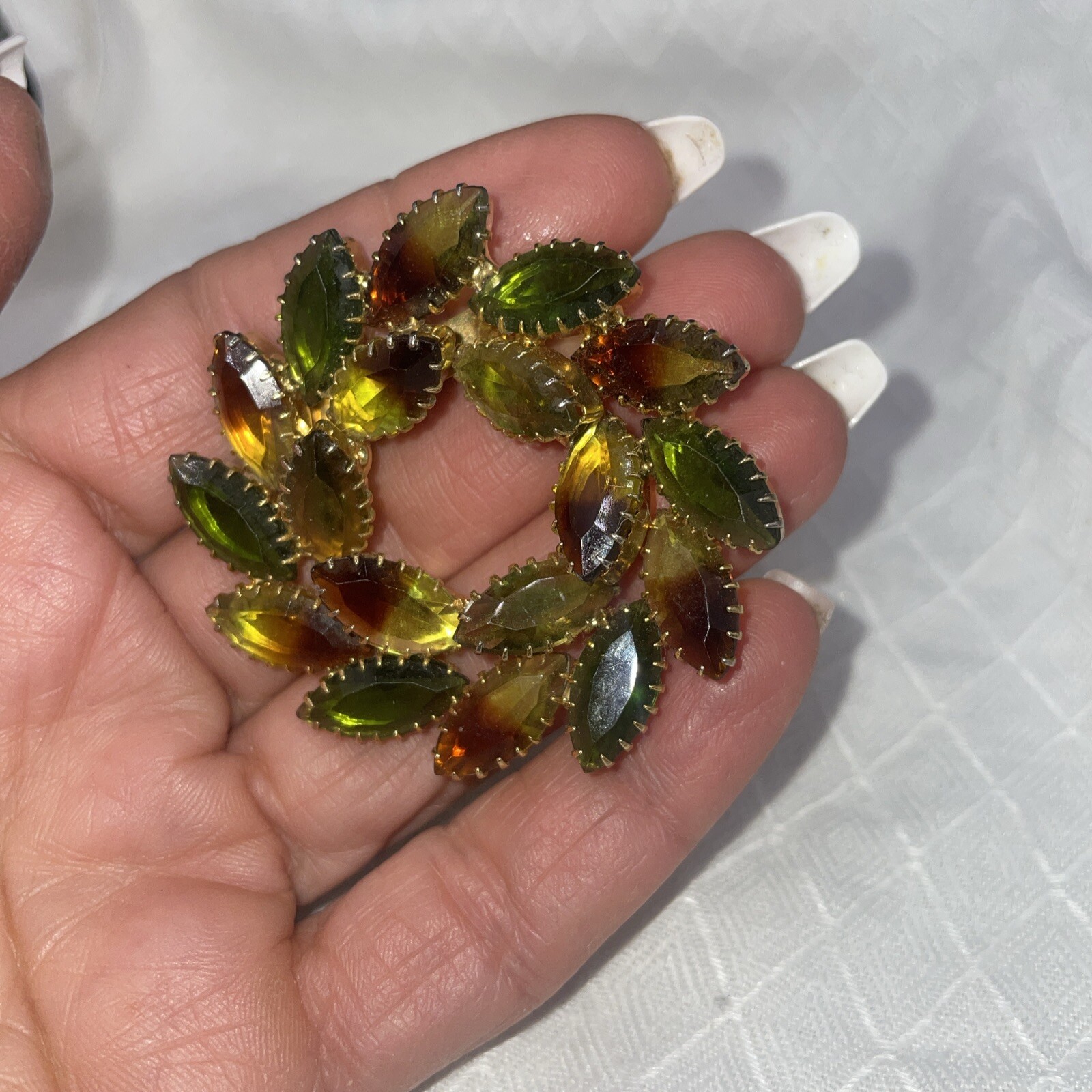 Unsigned? Rhinestone Green Ombre &  Root beer  St… - image 4