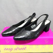 EASY STREET womens ankle strap 2" block heel slingback TAKAYLA SZ 8 N black NEW