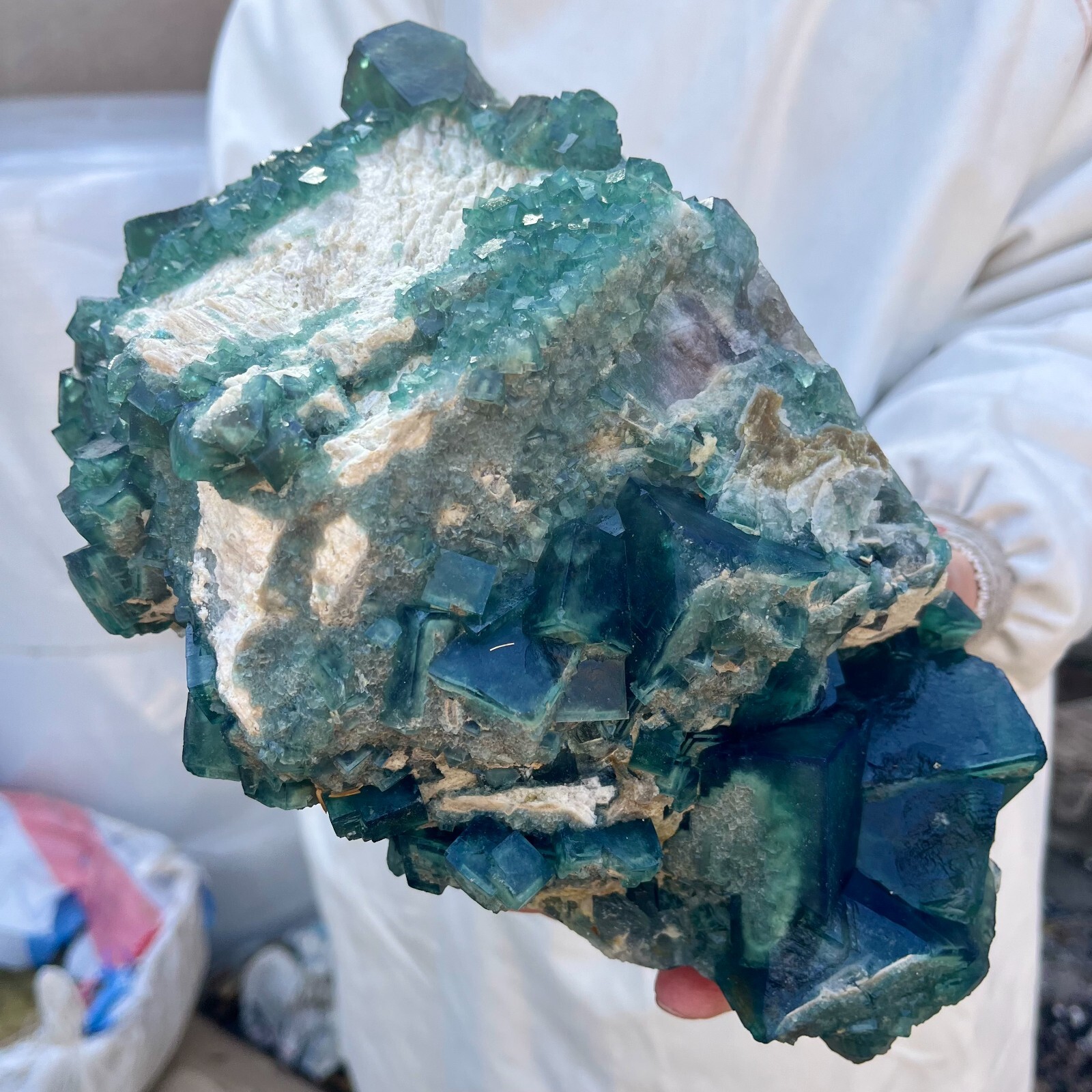 11.6lb Natural Green Fluorite Cube Quartz Crystal Cluster Mineral Specimen