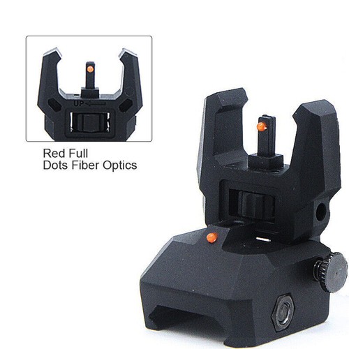 Foldable Iron Sights Flip-up Front and Rear Sight Fiber Optics Dual Aiming Mode - Picture 4 of 9