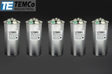 TEMCo 80/5 MFD uF Dual Run Capacitor 370 440 vac Volts 5 LOT AC Motor HVAC 80+5