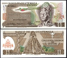 GUATEMALA 🇬🇹 P58a* 1/2 QUETZAL* ND 05/01/1973* XF-AU* USA SELLER