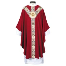 Coronation Collection Semi-Gothic Chasuble and Stole, Red Chasuble Vestment