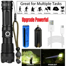 9000000 Lumens Super Bright LED Flashlight Tactical Rechargeable LED Work Lights