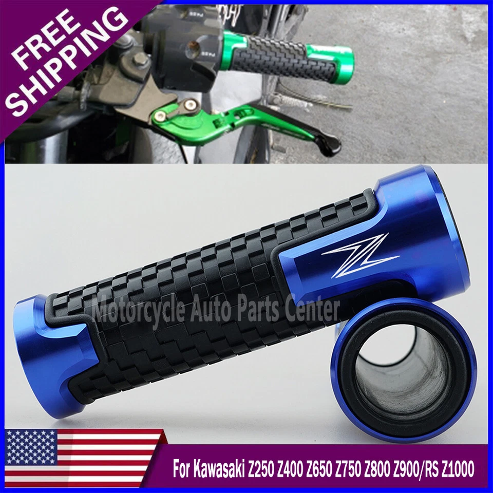 CNC Non Slip Handlebar Grip For Kawasaki Z250 Z400 Z650 Z750 Z800 Z900/RS Z1000 Foto 3 de 4