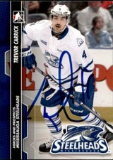 Trevor Carrick Signed 2013-14 Heroes & Prospects card Mississauga Steelheads