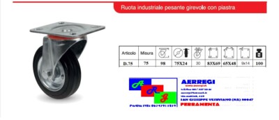 Ruote Trasporto Diametro Variabile Ruote Girevoli Per Mobili E Carichi Pesanti - Diametro 80, 100, 125, 160, 200 Mm - Veluma In Gomma - Foto 12