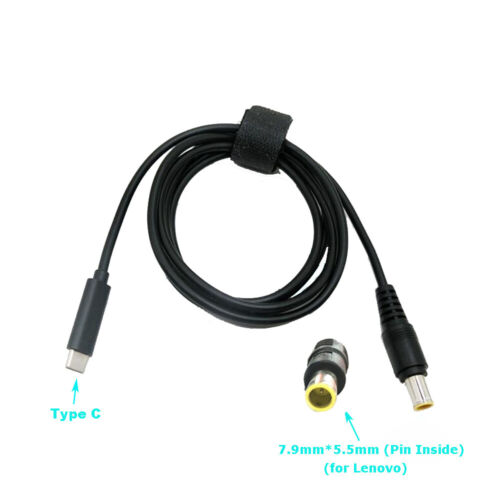 USB Type C to 7.9*5.5mm DC Tip PD Charger Cable Power Cable for Lenovo Laptops  - Picture 1 of 5