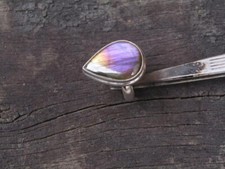 Natural Purple Labradorite Teardrop Gemstone 925 Sterling Silver Statement Ring