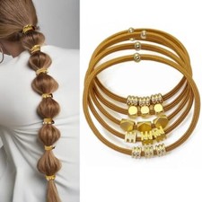 Bracelet Hair Ties Boho Hair Accessories for Women, Ponytail Holders Caramel-07