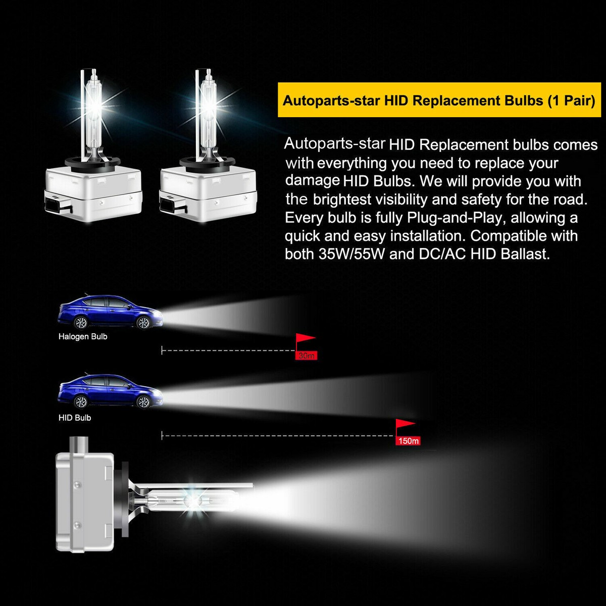 2PCS NEW OEM D3S 6000K 42403 42302 66340 66340HBI HID XENON