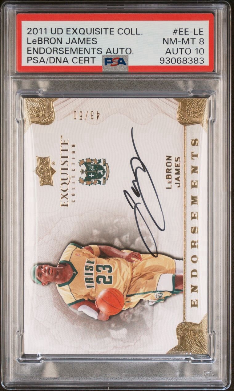 LeBron James 2011 Exquisite Collection Endorsements /50 On Card Auto Psa 8/10 