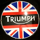 Vintage Art TRIUMPH PORCELAIN SIGN Rare Advertising 30" Chevrolet Ford Harley