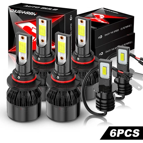 6PCS Combo 9005+9006+H3 LED Headlight High Low & Fog Light Bulbs Kit White 6000K - Bild 1 von 16