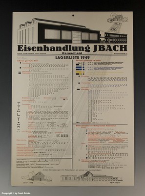 Plakat Eisenhandlung IBACH Lagerliste Remscheid um 1949