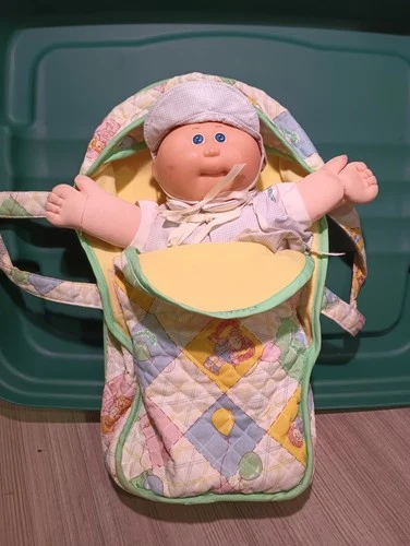 Vintage 1983 Cabbage Patch Doll Baby Carrier with blonde hair blue eye CPK Doll
