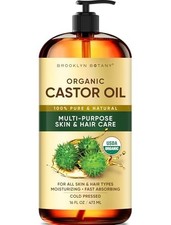 Premium Organic Castor Oil 100 Pure and Hexane-Free Cold-Pressed Beauty 16 fl.