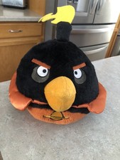 Angry Birds Space Black Bird Bomb Plush 7" No Sound VGUC tag cut wear on cape