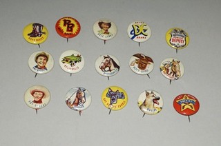ORIGINAL 1953 ROY ROGERS POST CEREAL PREMIUM PINS LOT OF 15 PINS NICE!