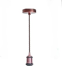 Image of LEDSone Suspended Pendant Light Fitting Vintage Copper E27 Twisted Braided Cable