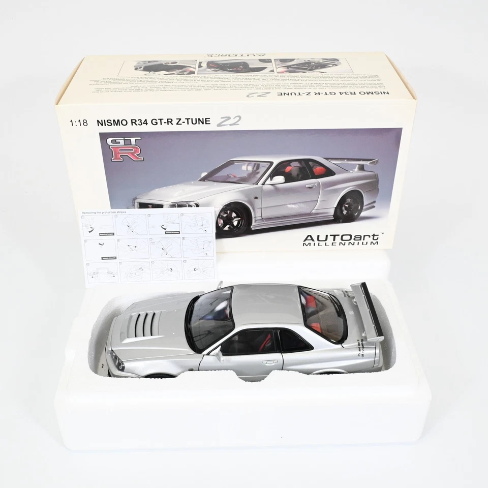AUTOart 1/18 Nissan Skyline GT-R R34 Nismo Z-Tune Z2 Silver Diecast Model Car - Image 2 of 4