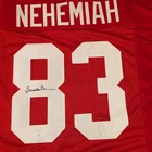 Nehemiah Autographed Red Football Jersey #83 JSA Authenticated Original
