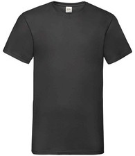 Image of Fruit of the Loom Mens V Neck T-Shirt Casual Work Plain Cotton Tee Top