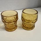 Anchor Hocking Georgian Dark Amber Tumbler Glasses Set of 2 Vintage Glass