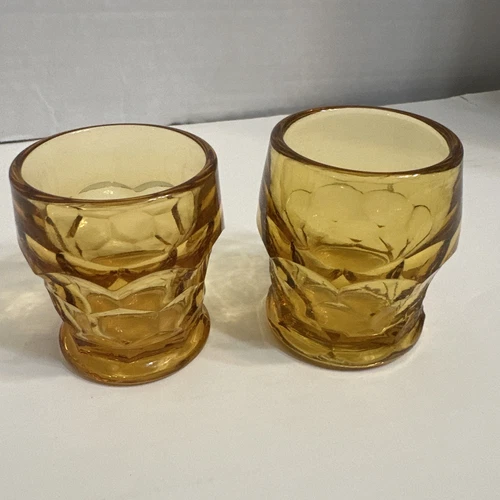 Anchor Hocking Georgian Dark Amber Tumbler Glasses Set of 2 Vintage Glass