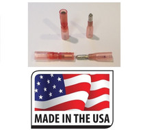 50 RED HEAT SHRINK BULLET CONNECTOR M/F 22-18 AWG WIRE TERMINAL WATERPROOF .157"