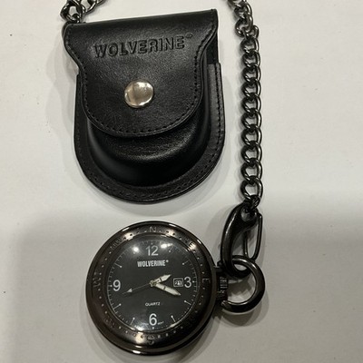Wolverine Pocket Watch WV3042 Gun Metal With Case & Chain!