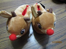 NEW RUDOLPH THE RED NOSE REINDEER SLIPPERS SIZE 5-6