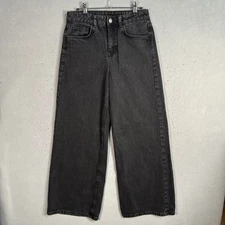 Reclaimed Vintage Wide Leg Jeans Womens 28 Black Hight Waist Denim