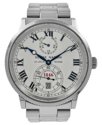 Ulysse Nardin Marine Chronometer 263-22 Silver Dial Steel 38MM Unisex Box Papers