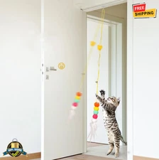 1 pc Cat Teaser Toy Stick with Feather Dragonfly Bell & Elastic Rope for Kittens