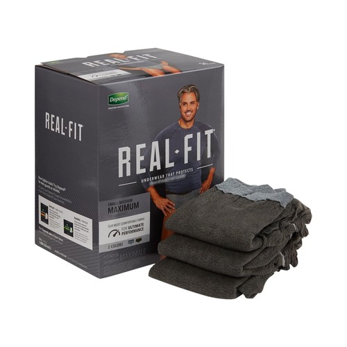 Real Fit Incontinence Underwear for Men with Maximum Absorbency, Gray, Small/...