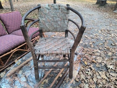 Antique Old Hickory Signed Colfax,Indiana childs kids Adirondack hoop chair