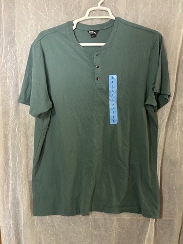 Camisa Henley Eddie Bauer Para Hombre Manga Corta Grande Verde Nueva Con Etiquetas - Imagen 2 de 4