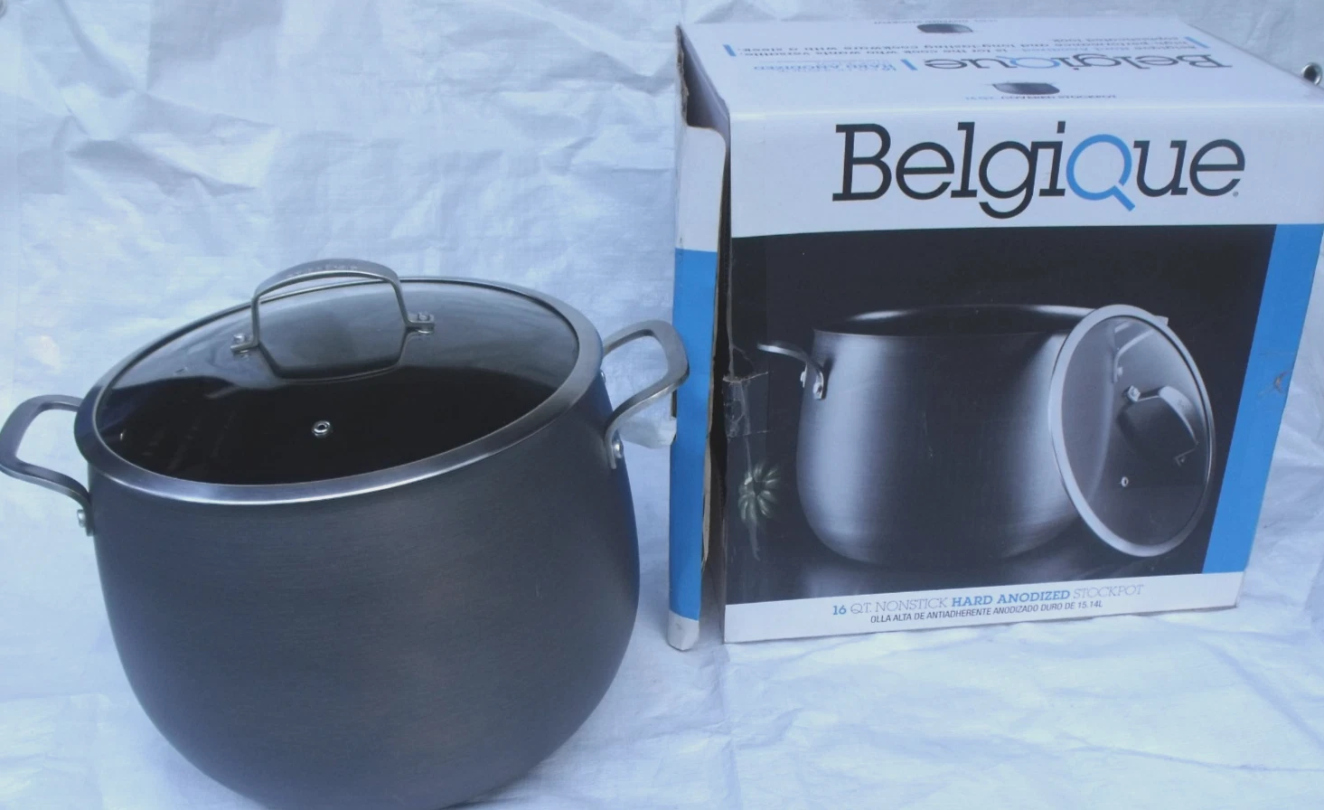 belgique 16 st non stick hard anodized stockpot with box
