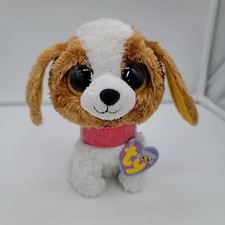 Ty Beanie Boos COOKIE Dog 6" Plush Soft Toy Yellow Eye Purple Tag Mint W/ Collar